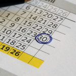 Kalender, eine Zahl (30) ist eingekreist